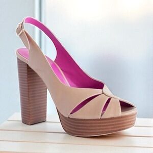 Trina Turk Joni Platform Heels Bone Color size 9 M